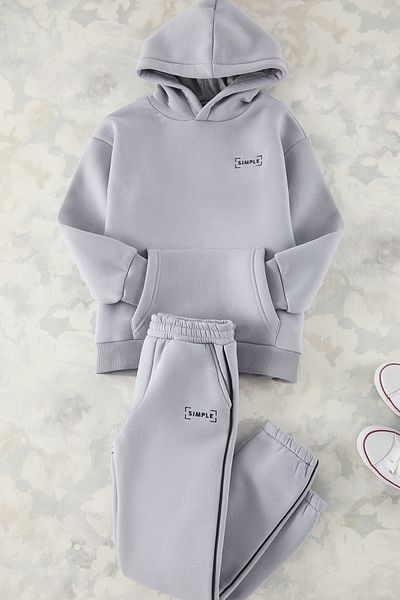 TRENDYOLKIDS Šedá chlapecká pletená souprava Mini Me Tkdaw25Em00002