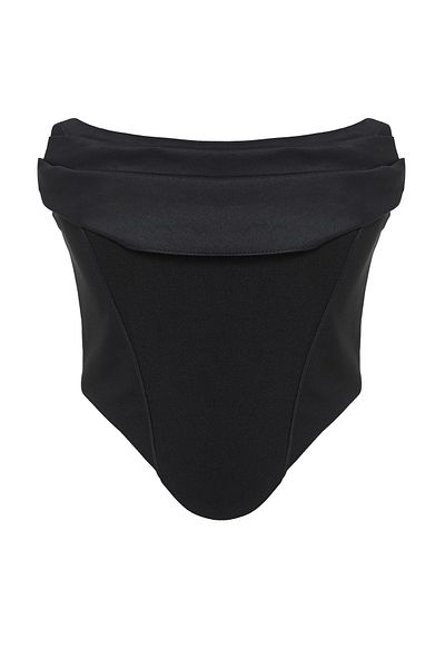 Trendyol Collection Schwarzes, gewebtes Bustier im Korsett-Look TPRSS25BS00004