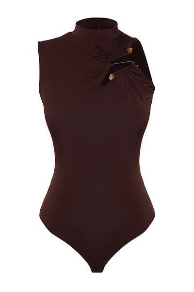 Trendyol Collection Brauner gestrickter Body mit Zubehör TPRSS25BD00009