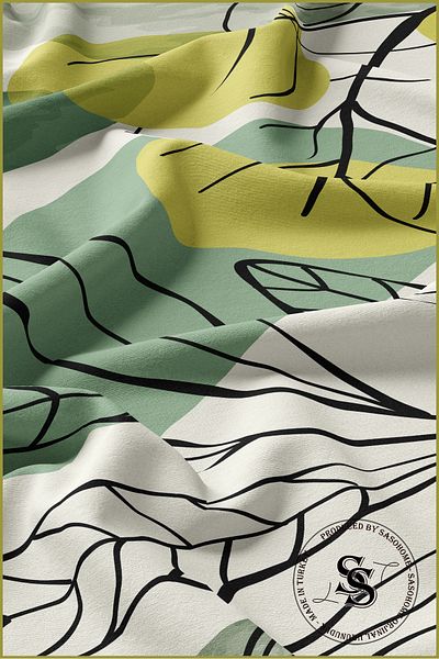 SasoHome Frunze Verzi Moderne Modele 140 X 270 Cm Cortina de Fundal Imprimată Digital de Calitate