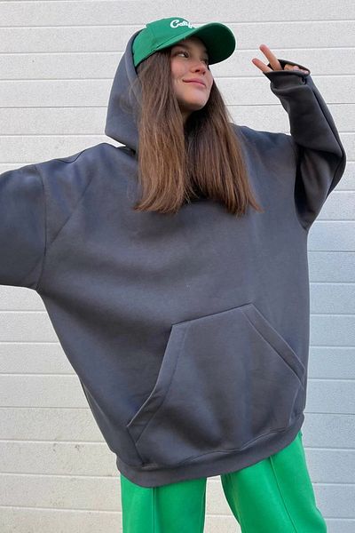 Moda Glo Φούτερ με κουκούλα ράστερ oversize