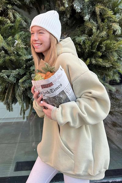 Moda Glo Φούτερ με κουκούλα ράστερ oversize