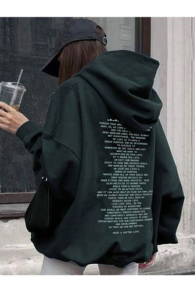 Moda Glo Unisex φούτερ oversize με κείμενο τυπωμένο στην πλάτη