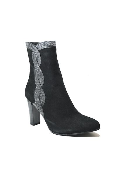 Onlo Ayakkabı Onlo Shoes DV.110 Γνήσιο δέρμα Nubuck Μαύρο Κλασικό ψηλοτάκουνο γυναικείο μποτάκι