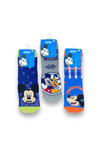 Mickey Mouse Lisanslı Erkek Çocuk 3 Çift Havlu Soket Çorap 21555
