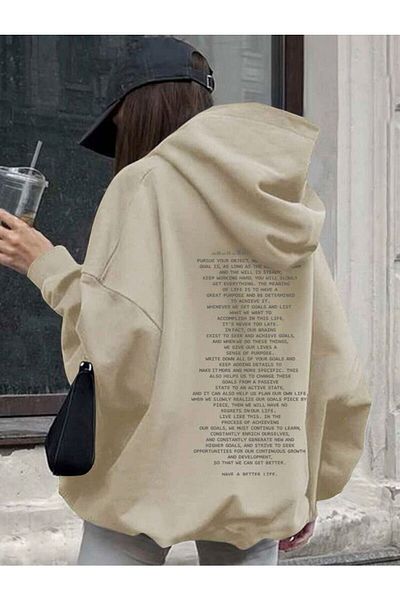 Moda Glo Unisex φούτερ oversize με κείμενο τυπωμένο στην πλάτη