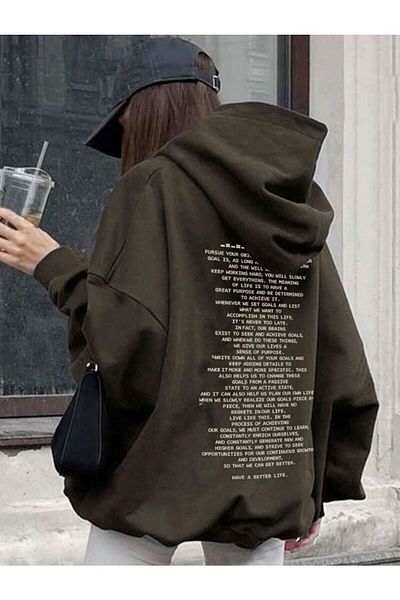 Moda Glo Unisex φούτερ oversize με κείμενο τυπωμένο στην πλάτη