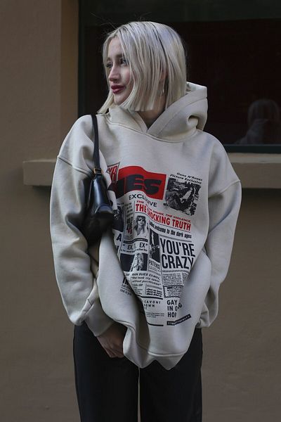 Moda Glo Γυναικείο φούτερ με στάμπα Oversize με κουκούλα