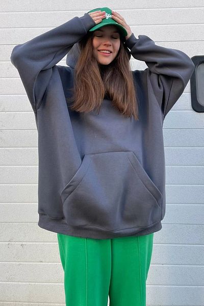 Moda Glo Φούτερ με κουκούλα ράστερ oversize