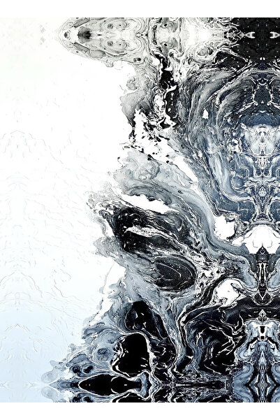 Harikabirev HARİKABİREV|SİYAH BEYAZ RENK SEVİLEN SOYUT DALGA SETİ 2 |ÇERÇEVELİ CAM TABLO 3LÜ DİKEY