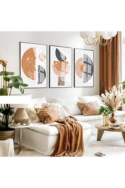 Harika bir ev Hari̇kabi̇rev | White-Brown Bohemian Set | Framed Glass Table 3...