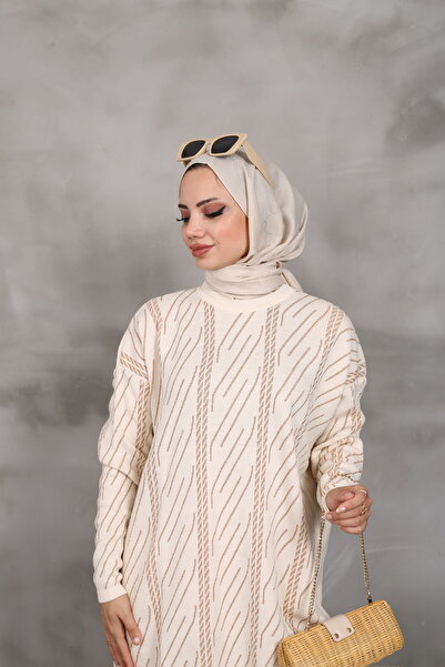 MODA Πλεκτό τούνικ με σχέδιο με γκλίτερ