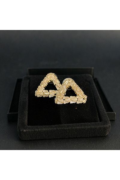 MR Triangle Zircon Steel Stone Earrings
