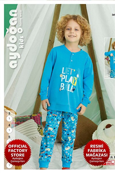 Aydoğan Set pijama albastră pentru băiat - 100% bumbac, mânecă lungă, Aydogan ®