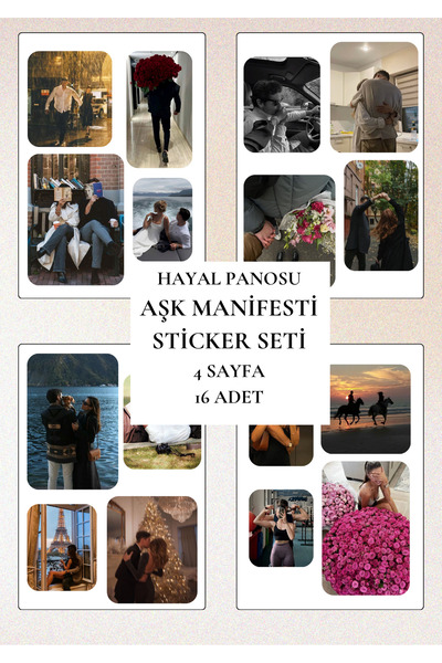 ANSHA CRAFTS Hayal Panosu "AŞK MANİFESTİ" - Vision Board Sticker Seti (4 Sayf...