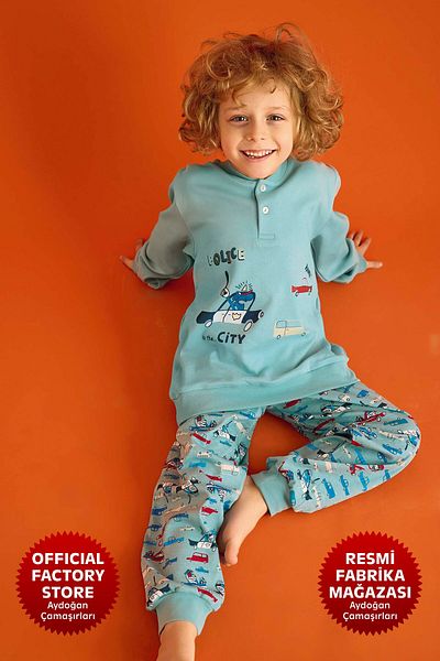 Aydoğan Boy's 100% Cotton Interlock Green Pajamas Set A6-4 -1698 - Aydogan ®