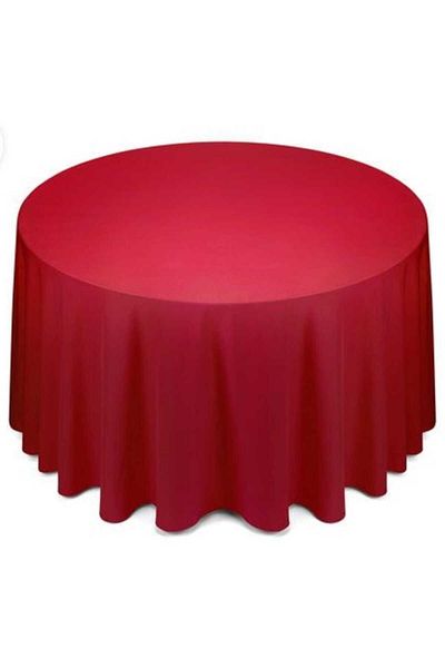 Hobizer Textile Velvet Textured Round Table Cloth Red280X280 cm