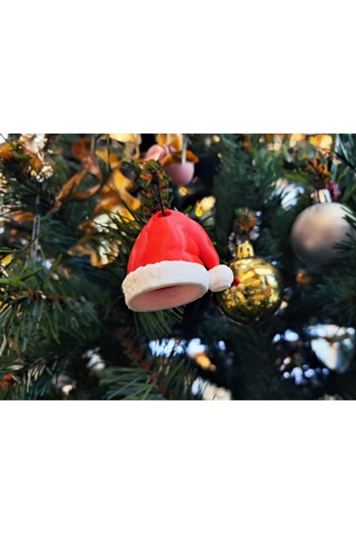 Genel Markalar Renkli Yılbaşı Çam Ağacı Süsü 3'lü Noel Baba Şapkası Takımı