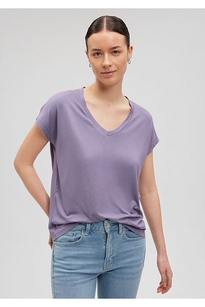 Mavi Purple V-Neck Viscose T-Shirt - Regular Fit167714-70608