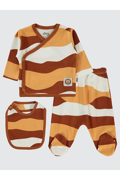 Civil Baby 0-1 Month Baby Boy Bodysuit Set - 3-Piece Copper Set