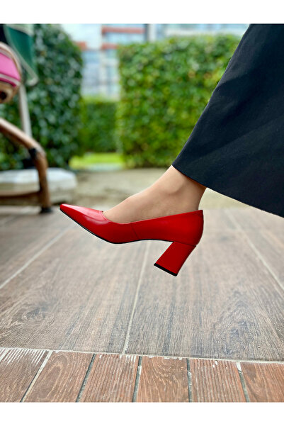 D&A İzland Shoes Kadın Red Renk Hakiki Derili Topuklu Ayakkabı