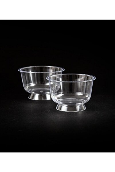 14Süs Plastik Kristal Tatlı Kabı Ayaklı 180cc 25 Adet Kullan At