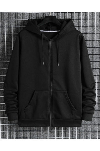 luci sports Zippered Black Plain Sweet Cardigan