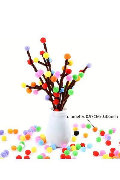 Hubb 8 mm Color Pompom - Mixed 100 Colors