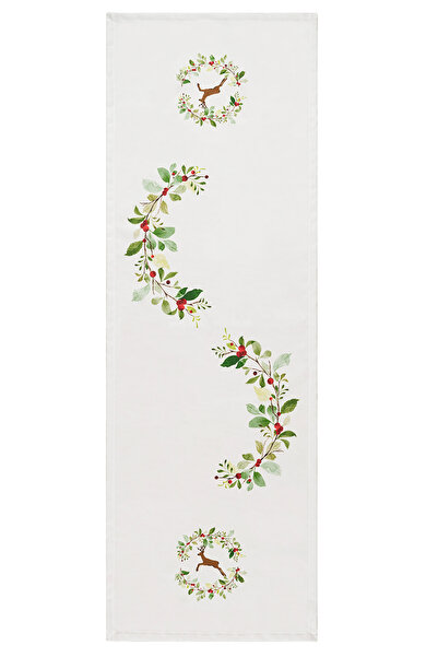 Koza Home Charm Renkli Geyik Baskılı Krem Runner 45X140 35260A