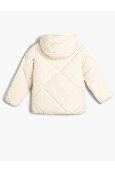 Koton Hooded Puffer Jacket - Snap Fastener Quilted Detail