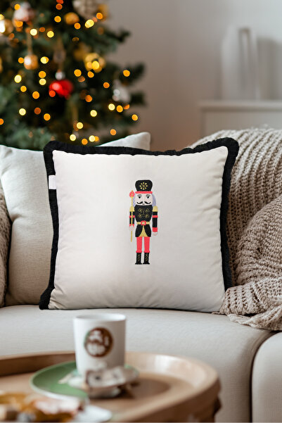 Koza Home Μαξιλαράκι Charm Beige Throw Pillow - Ενσωματωμένο με Κεντημένο Μόλ...