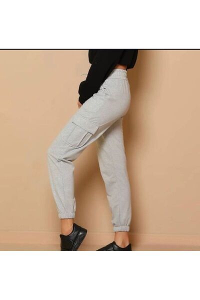 FİTGO Sive Elastični porub Kargo džep paket ženskih trenerki