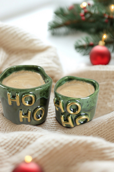 Koza Home Gleam Yeşil Seramik El Yapımı Mug & Türk Kahvesi Karışık 2Li Set Al...