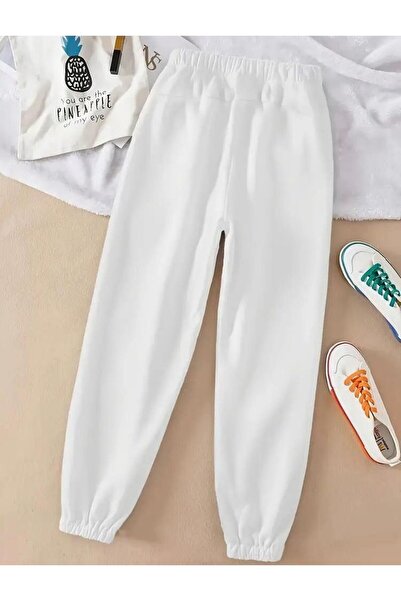 FİTGO Unisex Λευκό Χειμερινό Φλις Φλις Ψηλόμεσο Λαστιχένιο Πόδι Φούτερ