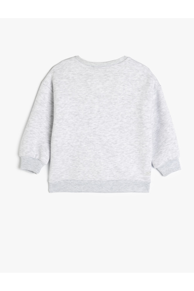 Koton Slogan Baskılı Bisiklet Yaka Uzun Kollu Şardonlu Sweatshirt