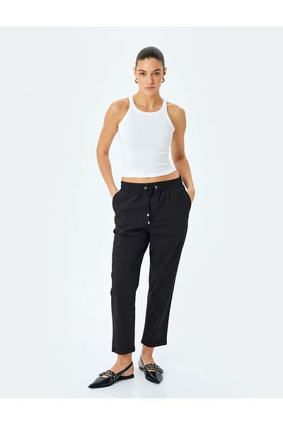 Koton Carrot Cut Pants with High Waist Pockets