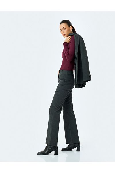 Koton Standard Waist Wide Leg Fabric Trousers