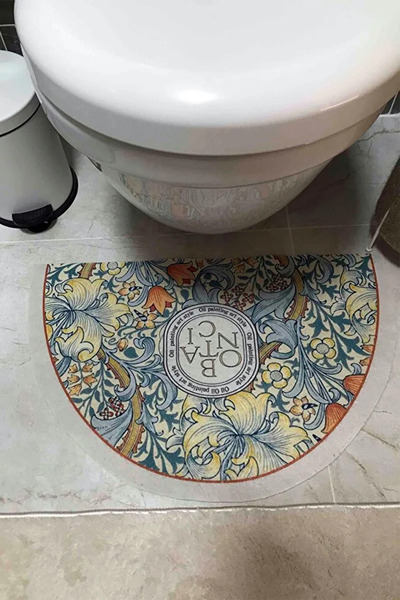 Else Dekor Water Absorbent Shower Front Bath Mat Toilet Seat One Piece Half Moon Bath Rug