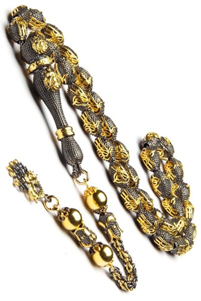 OTTOTESBİH Altın Ve Rodaj Kaplama Osmanlı Devlet Armalı Tuğra Modeli Gümüş Tesbih