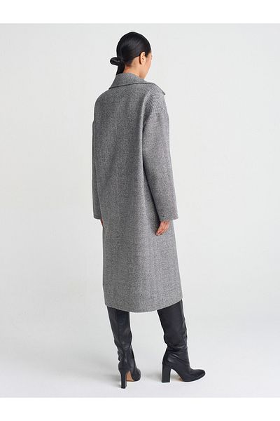 Dilvin 60754 Oversize Wide Cut Long Coat-Gray
