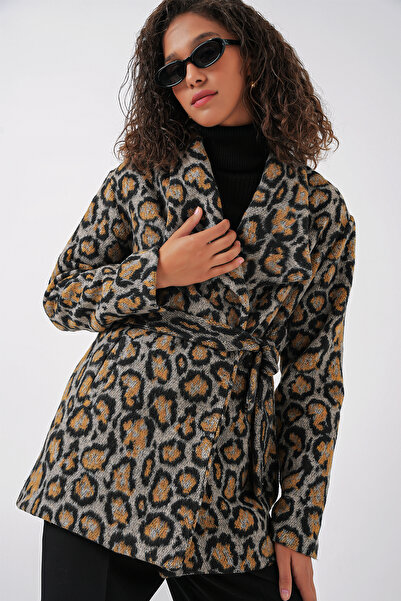 Bigdart 9150 Kadın Kısa Oversize Yünlü Kaşe Kaban - Siyah