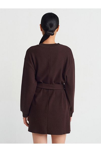 Dilvin 91335 Model - Brown Soft Belt Dress