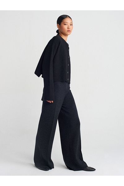 Dilvin 70167 Elastic Waist Knitwear Trousers-Anthracite