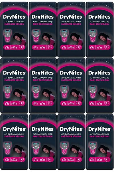 DryNites Absorbent Night Panties/Panties Cloth Girl 8-13 Years 30-48kg Large 108 Pieces 12Pk*9 Against Underwears