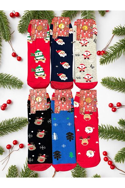 idssocks Комплект от 6 детски чорапи и кърпи за Нова година 2025