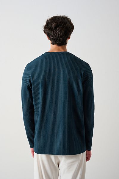 İLKCET MODA Ανδρικό φούτερ Oversize με ραβδώσεις μπροστά