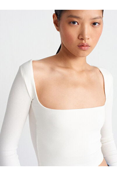 Dilvin 31507 Long Sleeve Top-Ecru