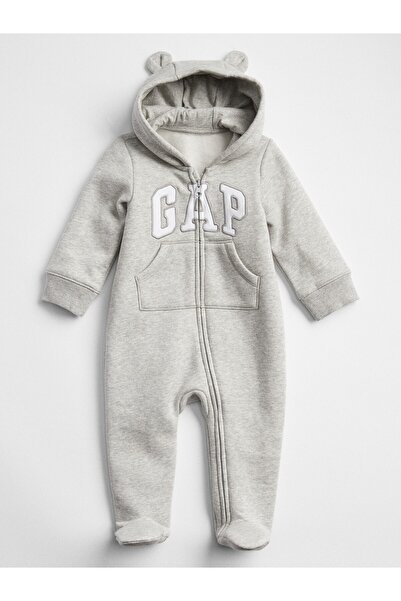 GAP Baby Bebek Gri Ayıcık Kapüşonlu Tulum