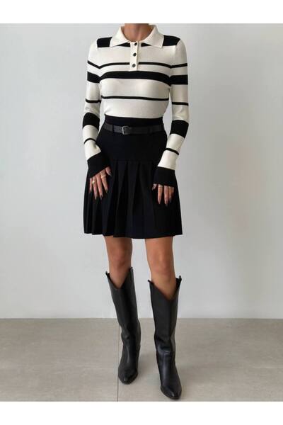 Lavinza Çizgili Düğmeli Polo Triko Kazak - ⏰ Son Stoklar! Kaçırılmayacak Fiyat