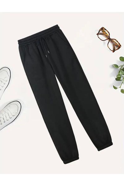FİTGO Siyah Unisex Büyük Beden Battal Boy Eşofman Altı